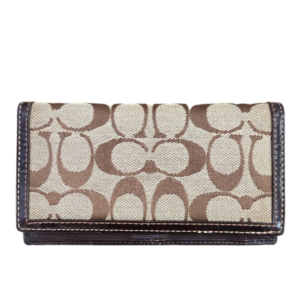 Coach Handbags - VINTAGE COACH Signature CHECKBOOK COVER, BROWN/TAN, Womens